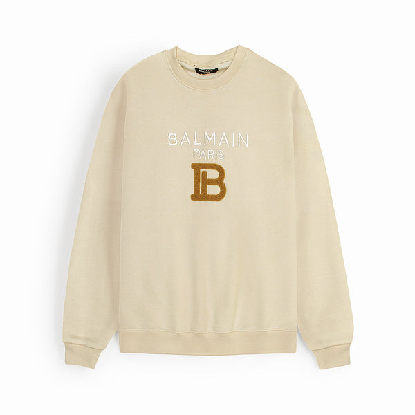 Balmain Towel Embroidered Stone Sweatshirt